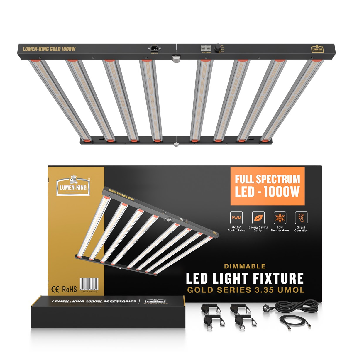 LED - Lumen King LED - Spider Eco Line - 1000 W - Gold Series 3.3 µmol/J - 1.5 m2 — Eclairage