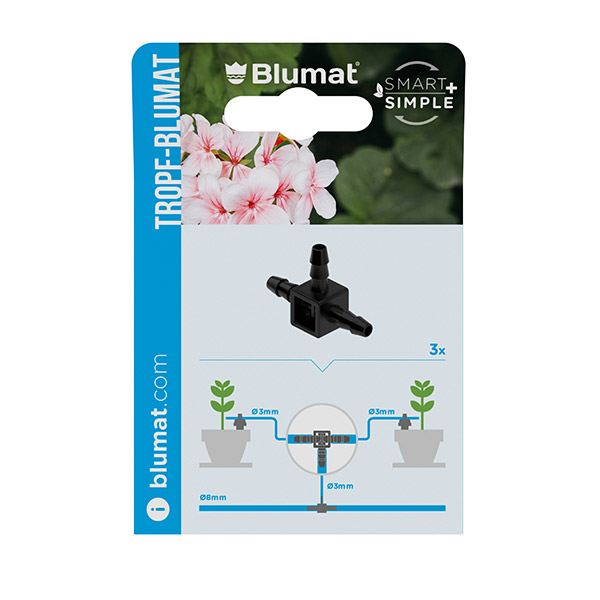 Blumat - Raccord TE 3-3-3 mm (x3) - Blister — Systemes hydroponique